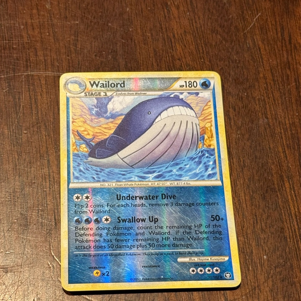 Pokemon Wailord Card foil - Blue and Yellow